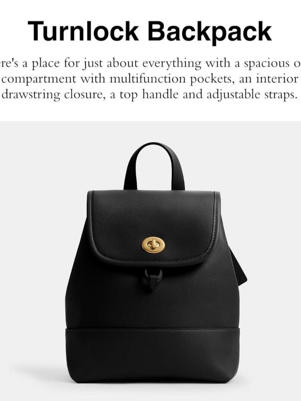 Coach Turnlock Backpack NWT